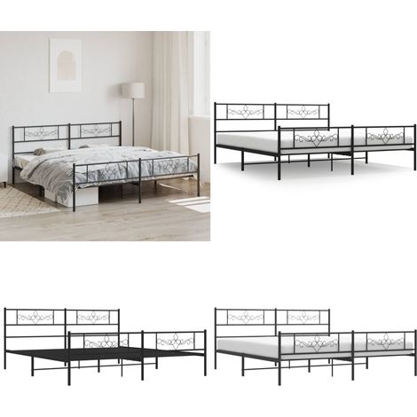 Metallbett ohne Matratze mit Fußteil Schwarz 180x200 cm - Metallbett - Boxspringbetten - Doppelbett - Bettrahmen - Schlafraum - Home & Living