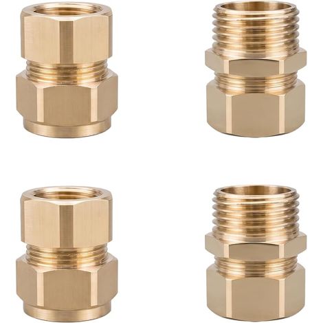 4 Pièces Raccords à Vis Compression en Laiton, pour Tuyau d’Arrosage et Plomberie, Connecteur Étanche pour Raccord Plomberie Eau Chaude et Froide Installation Domestique (1/5)