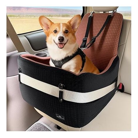 Siège Auto pour Chien pour Chiens Coussin Mémoire de Forme Housse Lavable Coussin Double Face Noir Marron (1/5)