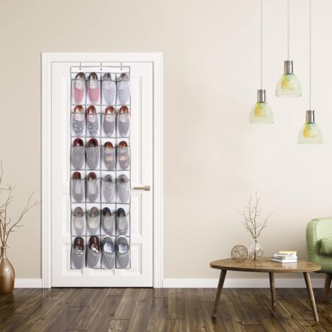 Range chaussures à suspendre sur la porte, sac de rangement suspendu avec 24 poches, rangement de chaussures suspendu, organiseur de suspension multifonction pour chambre à coucher, salle de bain (1/5)