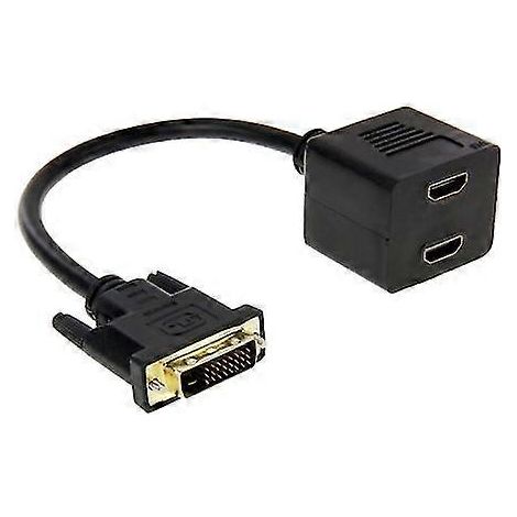 29.5cm Dvi 24+1 Pin Male To 2 X Hdmi Female Splitter Cable(black)