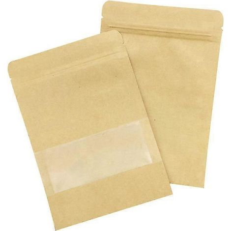 50 sacs en papier kraft avec fermeture éclair, petits sacs en papier avec fenêtre (1/3)