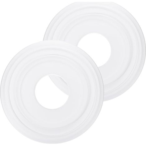 2 Pcs Médaillon de Plafond 31 x 10 cm PU Rosace Décorative Blanc (1/5)