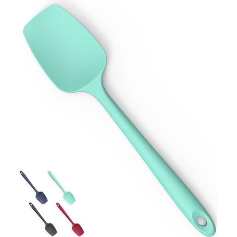 Hochtemperatur-Silikonspatel/-löffel: 315 °C hitzebeständig, flexibel, antihaftbeschichtet, kratzfest, aus Gummi zum Mischen, Rühren, Abschaben, Servieren, faltbar (Aqua Sky, 29 cm) (1/5)