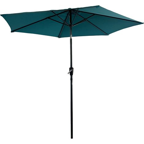 Happy Garden – Parasol droit rond 2,70m – Mât en aluminium – Toile polyester 160g/m² – Manivelle d'ouverture – Protection UV20+
