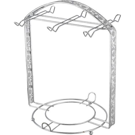 Support à tasses argenté pour plaque de cuisson, pouvant accueillir la plupart des 6 tasses et soucoupes. (1/5)