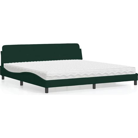 Cama con colchón Dover terciopelo verde oscuro 200x200 cm (1/5)