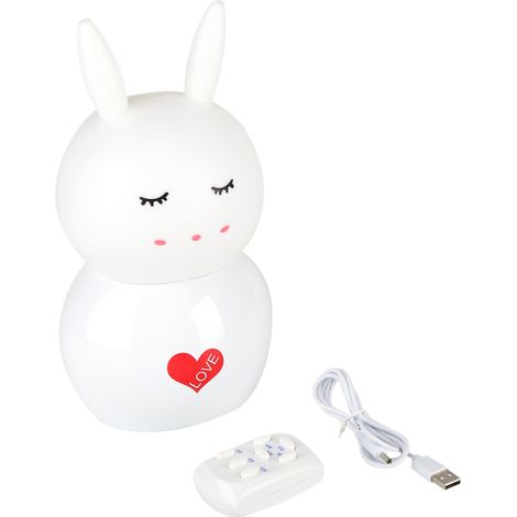Lampe LED lapin mignon Veilleuse pour chambre d'enfant Télécommande Rechargeable par USB Jaune (1/5)