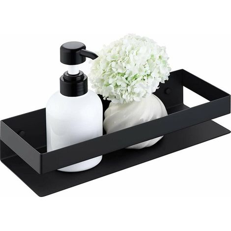 [NIEMALS VERWENDET] Duschregal Ohne Bohren 40cm Edelstahl Badezimmer Regal Schwarz Duschkorb für Körperwäsche Shampoo Gesichtsreiniger