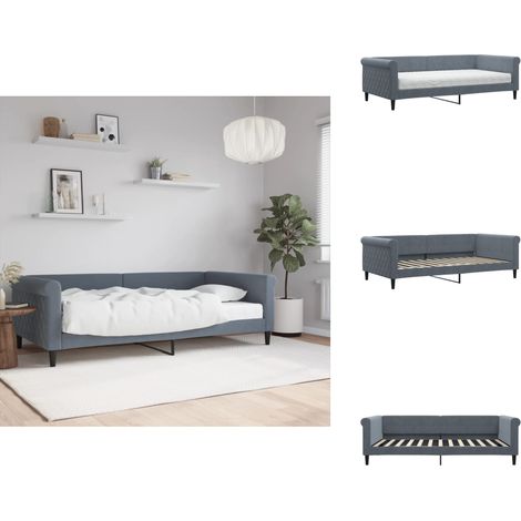 Tagesbett mit Matratze Dunkelgrau 100x200 cm Samt - Tagesbett Mit Matratze - Tagesbetten Mit Matratze - Tagesbett - Sofabett (1/5)