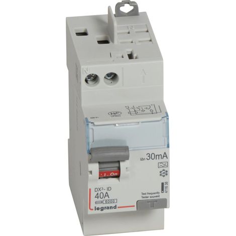 Legrand – Interrupteur différentiel bipolaire 40A type A 30mA – Tension 230V – Arrivée haute vis et départ automatique – 2 modules