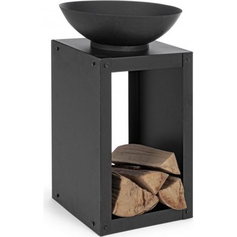 Brasero en métal 38x38 cm – Acier enduit de poudre résistant aux hautes températures – Hauteur 63 cm pour usage extérieur – Yes Everyday
