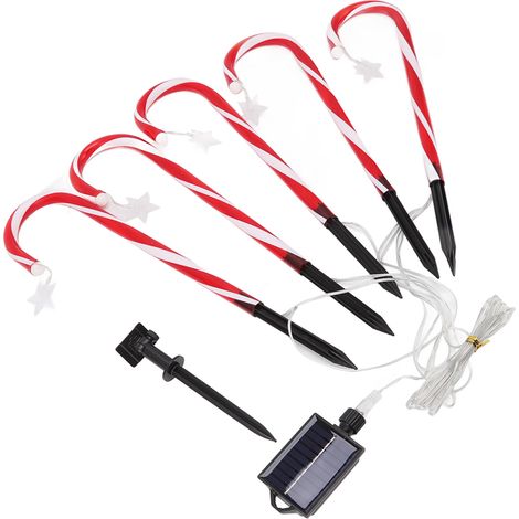 Guirlande lumineuse de Noël en forme de canne à sucre (1 pour 5), étanche IP65, 8 modes d'éclairage, batterie 600 mAh, pour balise lumineuse extérieure. (1/5)