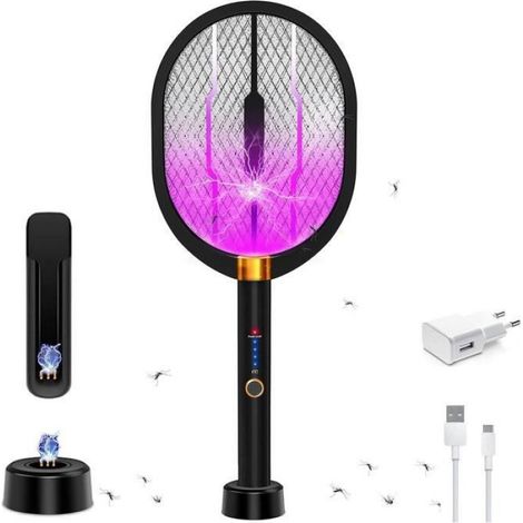 Raquette Anti-moustiques électrique - Rechargeable par USB - Noir (1/4)