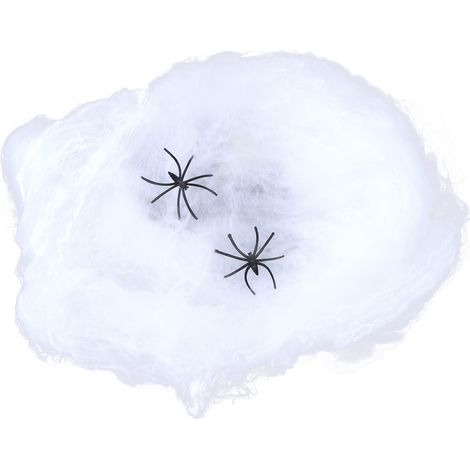 Lot de 5 Toiles d'Araignée Terribles, Vives et Extensibles pour Décorations d'Halloween, Intérieur Extérieur, Blanc (1/5)