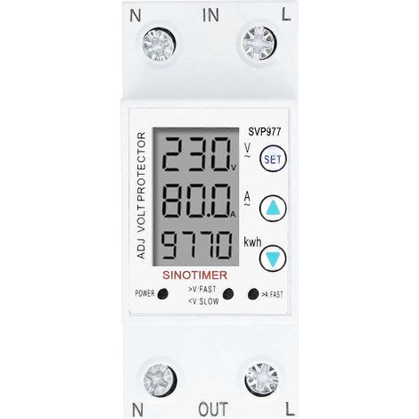 Überwachungsschutzgerät mit einstellbarer Spannung, Stromanzeige, 230 V AC, 50/60 Hz