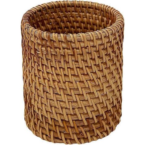 Handgefertigter Stiftehalter aus Rattan, Make-up-Pinselhalter, dekoratives Aufbewahrungsglas für Schreibwaren, Blumenvase A (1/5)