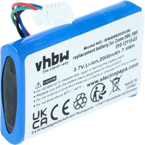 vhbw Batterie remplacement pour Garmin 361-00077-10, 616-00077-00, 616-00077-10 pour GPS, appareil de navigation (2000mAh, 3,7V, Li-ion)