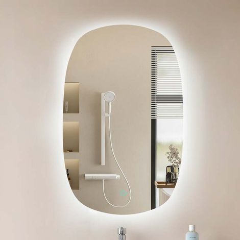 [GEBRAUCHT] B-Ware Lucande LED-Spiegel Celestiel oval 80 cm beheizbar CCT Chrom 2400 lm (1/2)