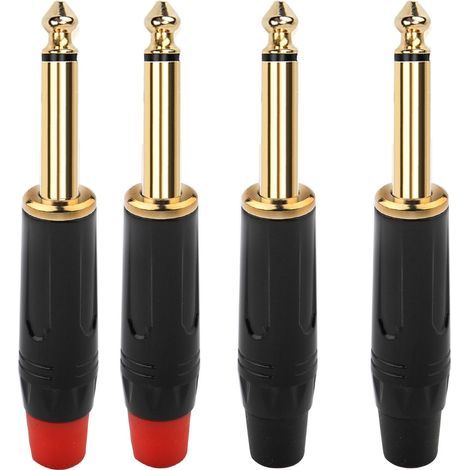 4 pièces 6.35mm 1/4 "TS souder connecteur Jack,Mono Audio Souder Connecteur 6.35mm,prise de micro 6,35 TS plaqué or pour câbles haut-parleur/guitare/microphone (1/5)
