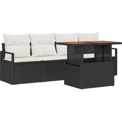 Garden Sofa Set with Cushion Manual 5 pcs Black and cream vidaXL (1/5)