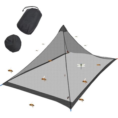 Camping-Moskitonetz 220 x 120 x 100 cm mit Aufbewahrungstasche, leicht und tragbar, mit Reißverschluss, ideal zum Angeln und Campen (schwarz, bodenlos)