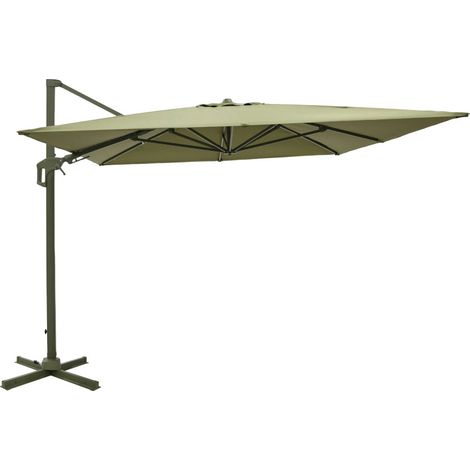 Parasol rectangulaire déporté en aluminium 3x4m - Vert olive - Veya