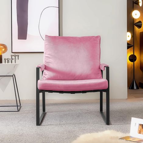 Lounge chair with welcome cushion for living room, office, dining room (pink) (1/5)