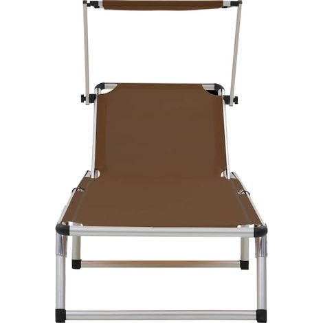 Maison Exclusive - Lettino Pieghevole con Tettuccio Alluminio e Textilene Marrone (1/5)