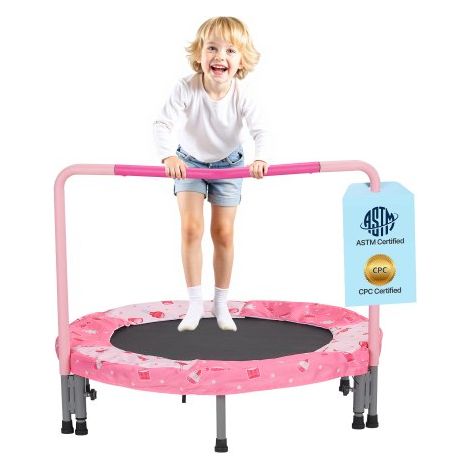 Trampolín para Niños para Interiores y Exteriores, Mini Trampolín Plegable con Asa, Trampolín de Rebote para Niños y Niñas de 3 Años en Adelante, para Actividades Divertidas, 955 x 750 mm, Rojo (1/5)