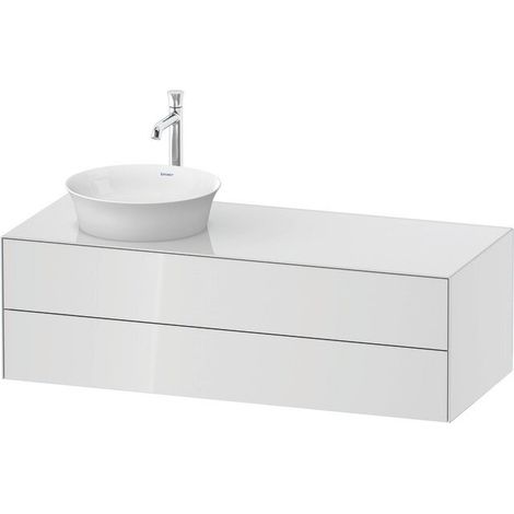 Support de lavabo WHITE TULIP 1300x550mm 2 tiroirs avec poignée en acier inoxydable
