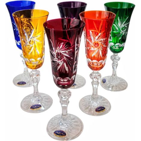 Verres à champagne en cristal coloré 150 ml, broyeur à olives (1/5)