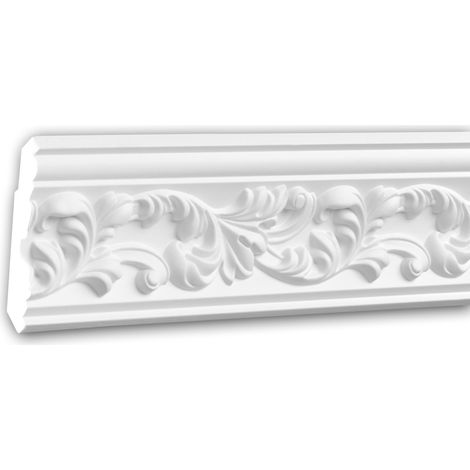 Profhome Decor – Corniche de plafond en polyuréthane 200 cm – Moulure décorative blanche – Style Rococo-Baroque – Largeur 7,2 cm – Hauteur 6,9 cm
