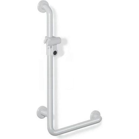Poignée coudée SERIE 801 verticale 1100 mm, avec support de douche vert pomme HEWI