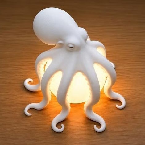 Portable Cute Ocean Decor Table Lamp Creative Octopus Lamp - White