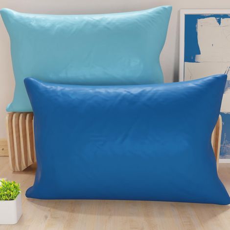 Lot de 2 Taies d'oreiller de Lit 80x40 cm, Housses de Coussin Unies Double Face Bleu et Bleu Ciel, Taie Oreiller 100% Microfibre, Fabriqué en Italie