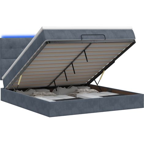 Maison Exclusive - Lit coffre avec matelas et LED Gris foncé 160 x 200 cm Velours (1/5)