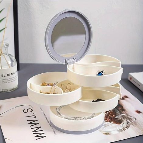 Plateau présentation bijoux organisateur rotatif - Rangement cosmétiques avec compartiments (1/5)