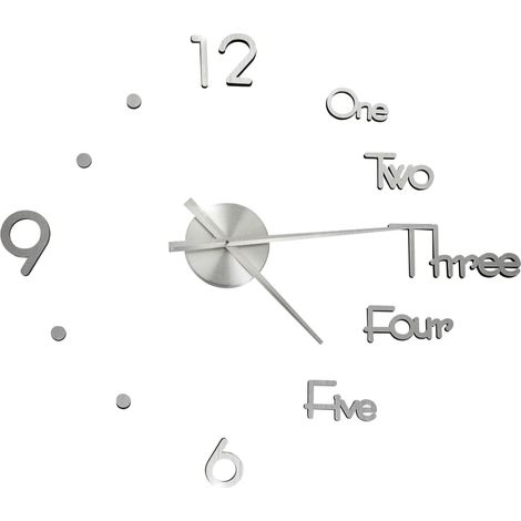 Horloge murale 3D Design moderne Argenté 100 cm XXL