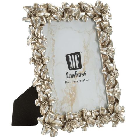 Cornice portafoto Glamour con rilievi floreali argento anticato (1/5)