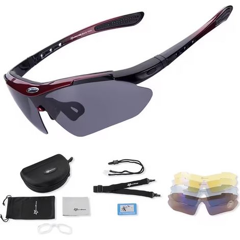Gafas de ciclismo polarizadas 10001 - SET negro y rojo (1/5)