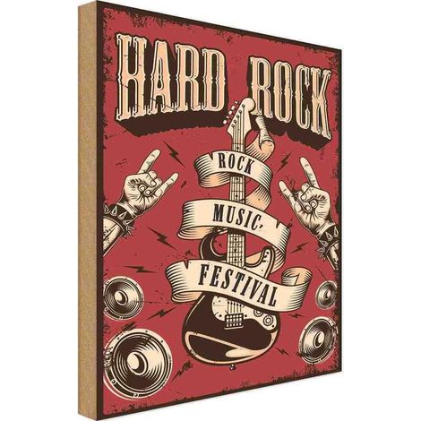 Panneau en bois 40x30 cm pour fête d'anniversaire de festival de musique hard rock (1/4)