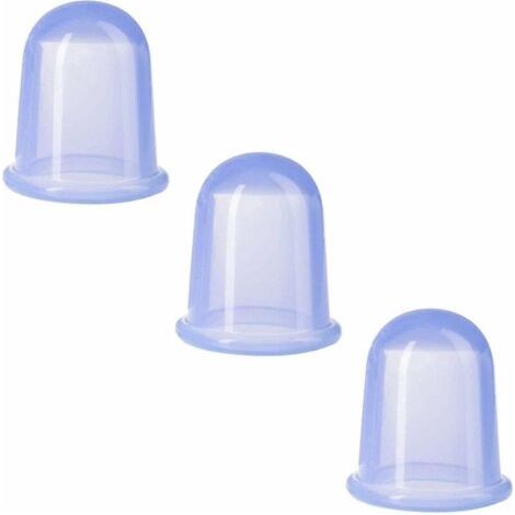 Set mit 3 traditionellen Silikon-Schröpfgläsern für schmerzlindernde Massagen, blau (1/4)
