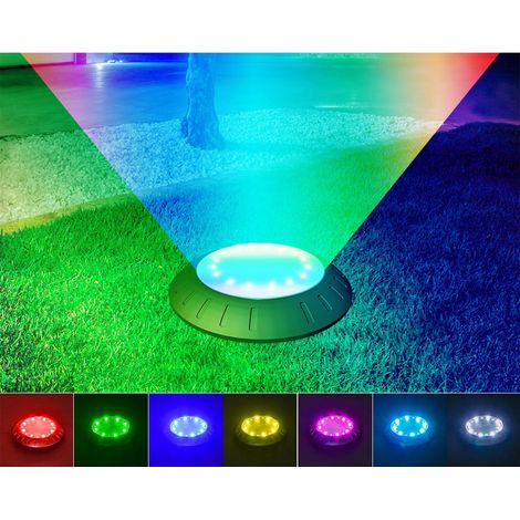 Luminaire Solaire Encastrable - 16 LED RGB + Blanc Chaud - Étanche IP65 - Pour Allées Jardins Terrasses Pelouses - 1 Pièce (1/5)