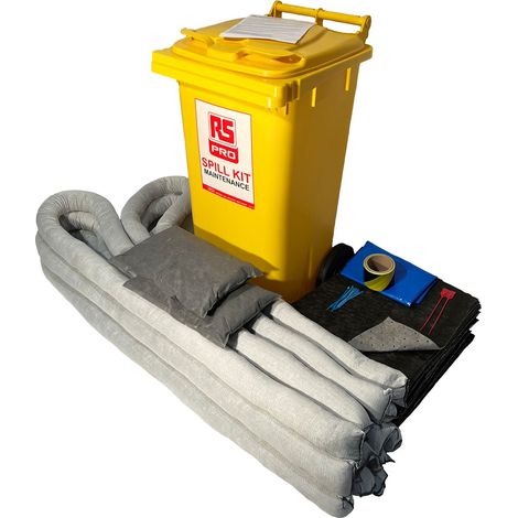 Kit de déversement contient 1 ruban de danger, 2 coussins, 4 sacs et attaches, 6 chaussettes de 3 m, 60 tampons ( Prix pour 1 Kit )