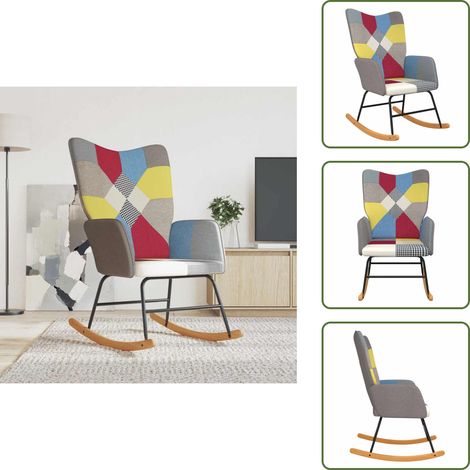 Schaukelstuhl Patchwork Stoff - Schaukelstuhl - Patchwork Stuhl - Wohnzimmersessel - Lounge Chair - Gemütlicher Sessel