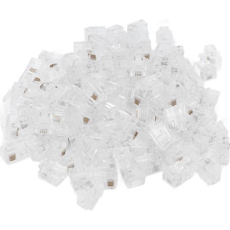100 connecteurs téléphoniques en cristal 4 fils 6P4C RJ11 plaqués or universels pour câble Ethernet, coupleur de brassage (1/5)