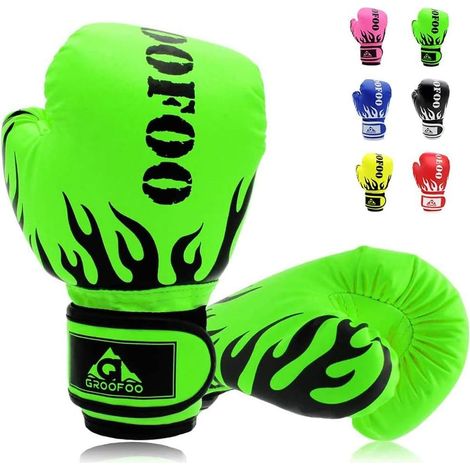 Boxhandschuhe Kinder, Boxhandschuhe für Kinder 9 bis 14 Jahre, 6oz Kinder Box Handschuhe zum Boxsack Sparring Training, MMA, Muay Thai, Kickboxen & Kampfsport Grün