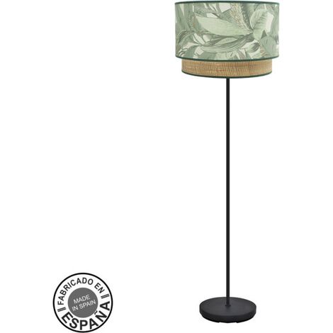 FABRILAMP Lampada de lampada da terra soggiorno Congo 1xe27 Nero/verde-naturale