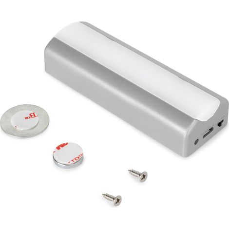 Emuca Lampada LED Rigel ricaricabile USB per cassetti interni con sensore di vibrazione, Luce bianca naturale 4.000K, Plastica, (1/5)